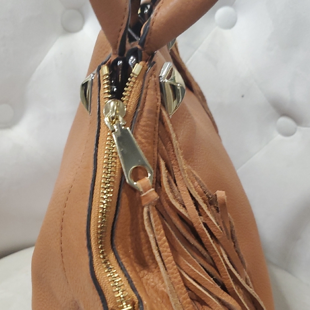 Flawed Rebecca Minkoff Tan Leather Fringe Hand Bag - Picture 5 of 17